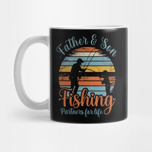 Father Son Fishing Partners For Life Retro Matching Dad Mug